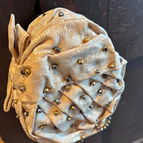 Vintage Christian Dior Chapeaux Pill Box Hat 1960's Beaded with Label - Picture 2 of 7